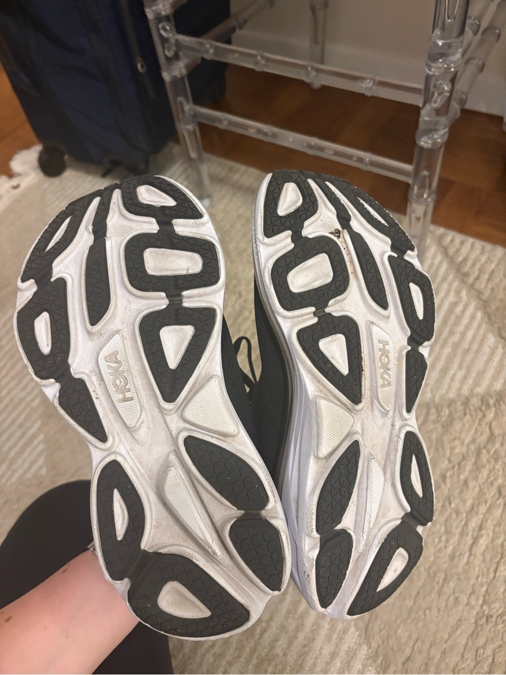 Hoka Bondi 8 Black and White Athletic Running Shoes - Picture 3 of 3
